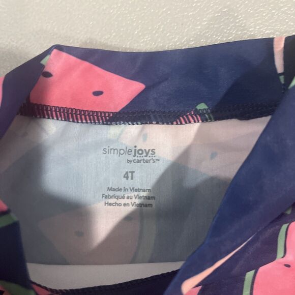 Simple Joys Rash Guard Girls 4T  Watermelon Long Sleeve - Picture 2 of 3
